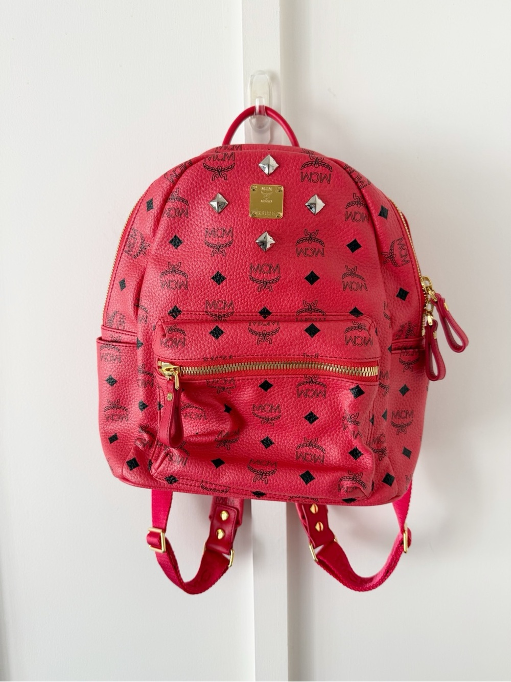 MCM red visetos backpack